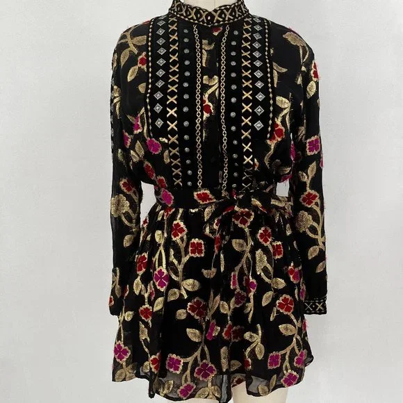 Dodo Bar Or | Dresses | Dodo Bar Or Loren Black And Gold Brocade Mini Dress  | Poshmark